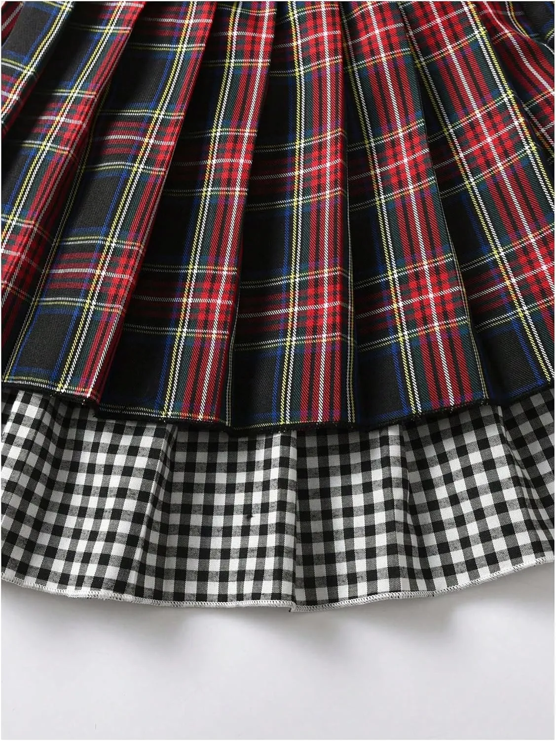 MakeMeChic Baby Girls 2 Pack Plaid High Waisted Mini Skirts JK Pleated Skirt 4-7Y