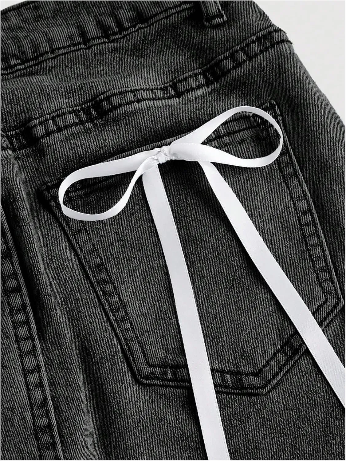 MakeMeChic Women's Denim Skirt High Waist Bow Pocket Bodycon Y2K Mini Jean Skirts