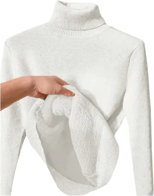 MakeMeChic Women's Long Sleeve Turtle Neck Fleece Lined Slim Fit Sweater Pullover Tops