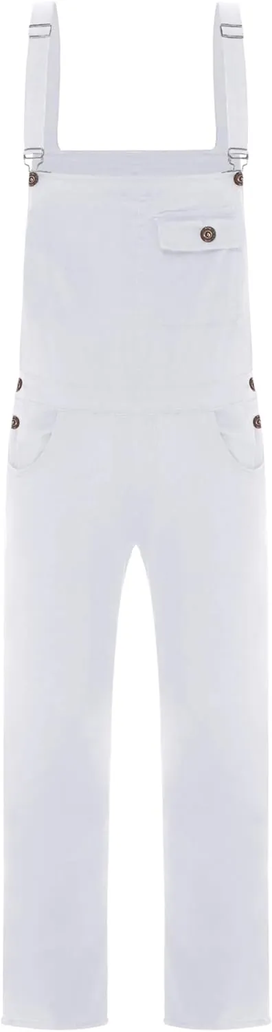 Mens Denim Bib Jumpsuit Relaxed Fit Jeans Overall Fashion Adjujstable Strap Coveralls Workwear