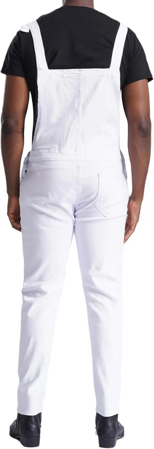 Mens Denim Bib Jumpsuit Relaxed Fit Jeans Overall Fashion Adjujstable Strap Coveralls Workwear