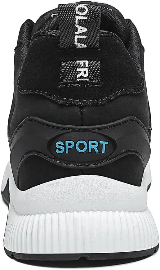 Men's Elevator Sneakers Invisible Height Increasing Leather Upper Lace up Fashion Sneakers