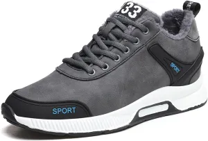 Men's Elevator Sneakers Invisible Height Increasing Leather Upper Lace up Fashion Sneakers