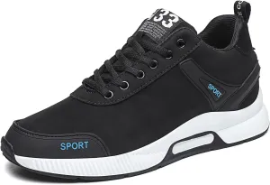 Men's Elevator Sneakers Invisible Height Increasing Leather Upper Lace up Fashion Sneakers