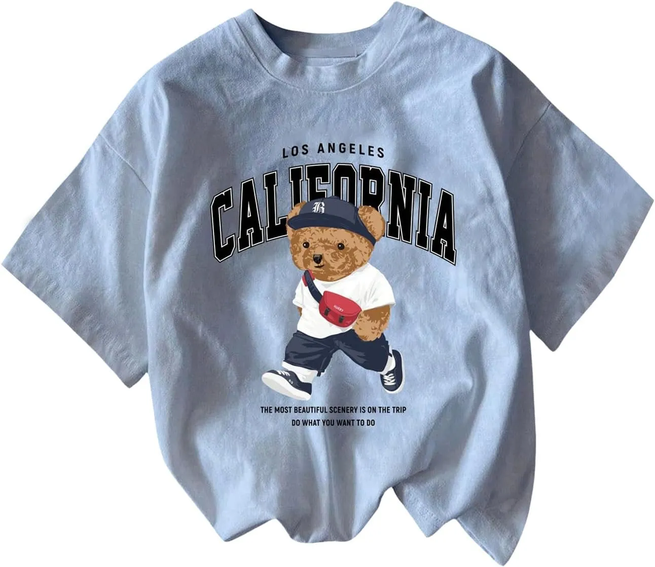 Men's Graphic Letter Print Tees Crewneck Short Sleeve Baggy Drop Shoulder Vintage T Shirts Streetwear