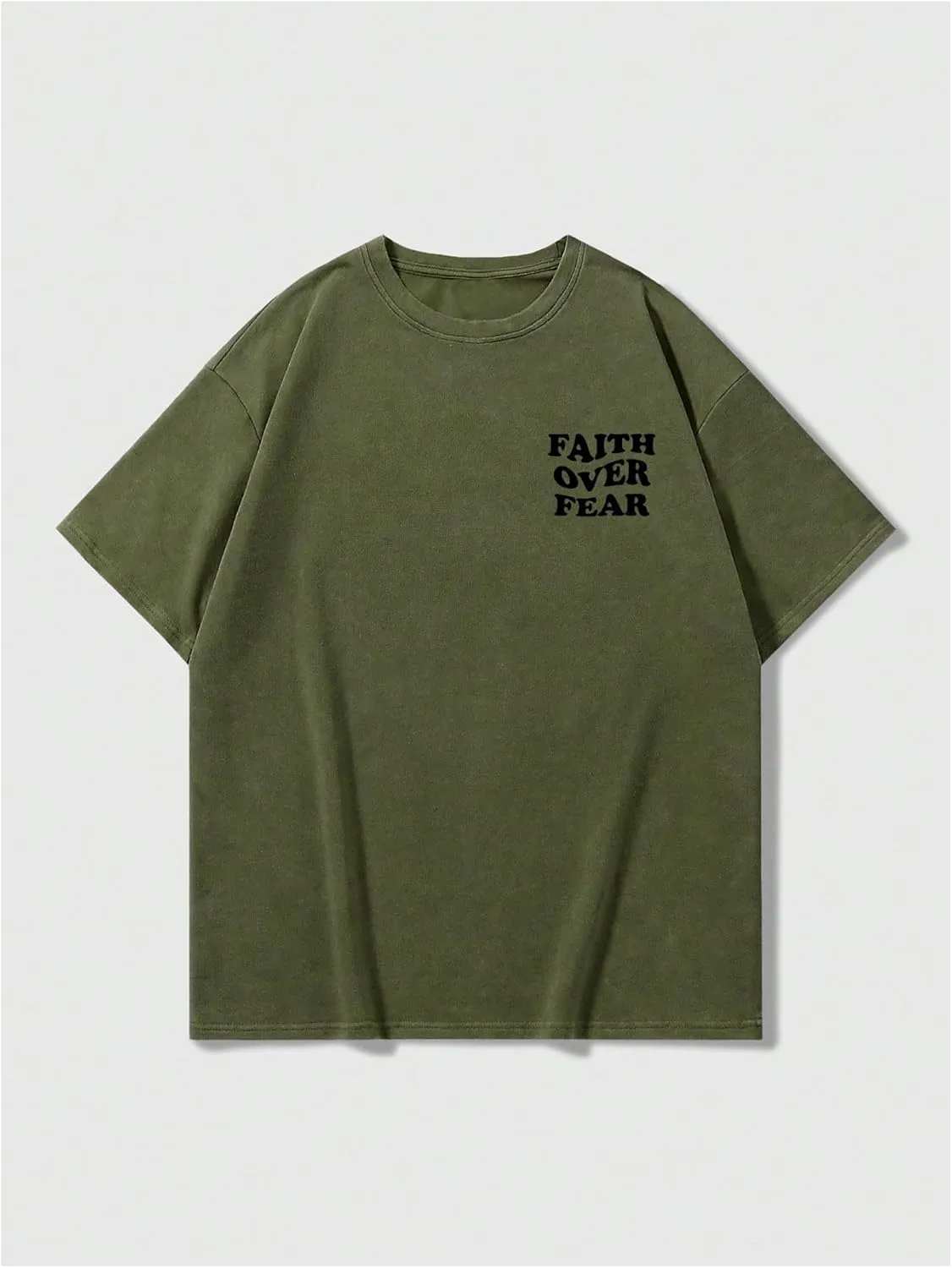 Men's Graphic Letter Print Vintage Tees Baggy Drop Shoulder Crew Neck Short Sleeve Streetwear T Shirts