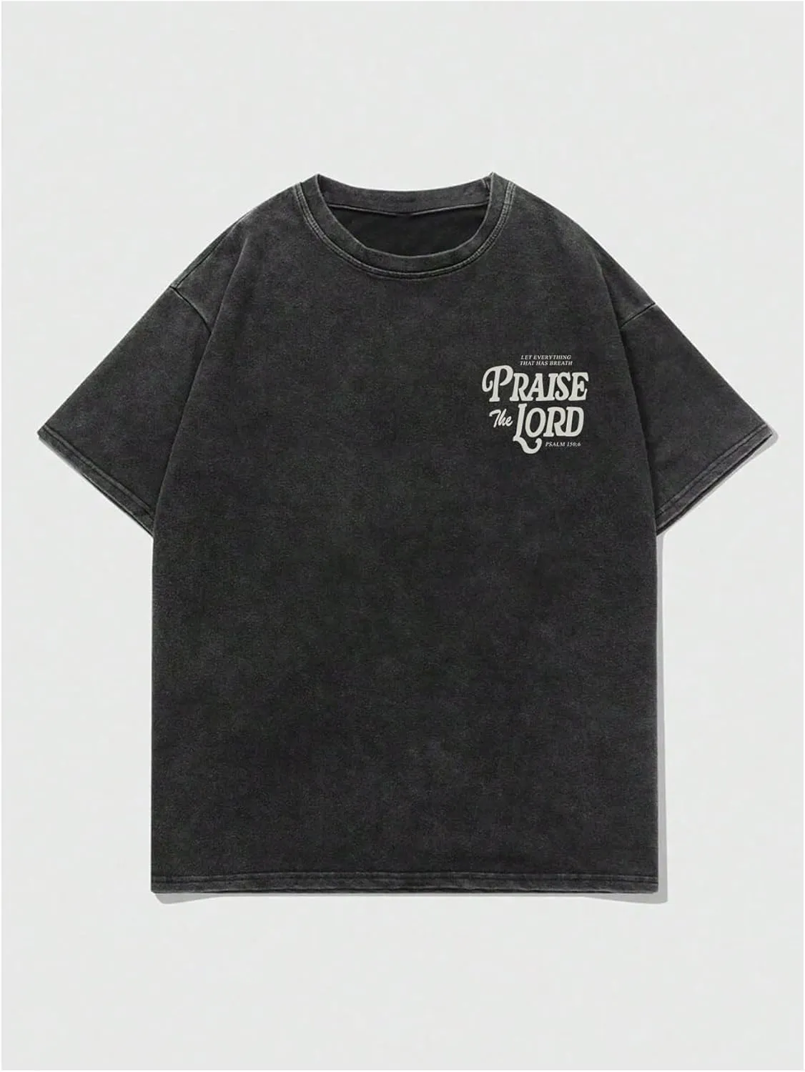 Men's Graphic Letter Print Vintage Tees Baggy Drop Shoulder Crew Neck Short Sleeve Streetwear T Shirts