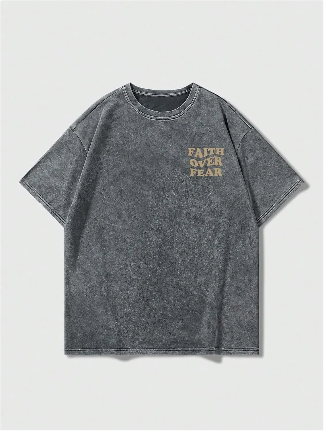 Men's Graphic Letter Print Vintage Tees Baggy Drop Shoulder Crew Neck Short Sleeve Streetwear T Shirts