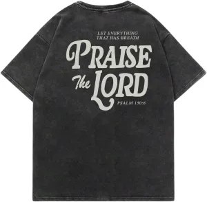 Men's Graphic Letter Print Vintage Tees Baggy Drop Shoulder Crew Neck Short Sleeve Streetwear T Shirts