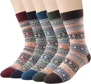 Mens Wool Socks for Winter Thick Warm Hiking Sock Soft Casual Nordic Boot Socks