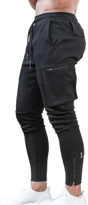Mens Workout Joggers Pants/Tapered Bodybuilding Gym Cargo Joggers/Athletic Running Cargo Sweatpants