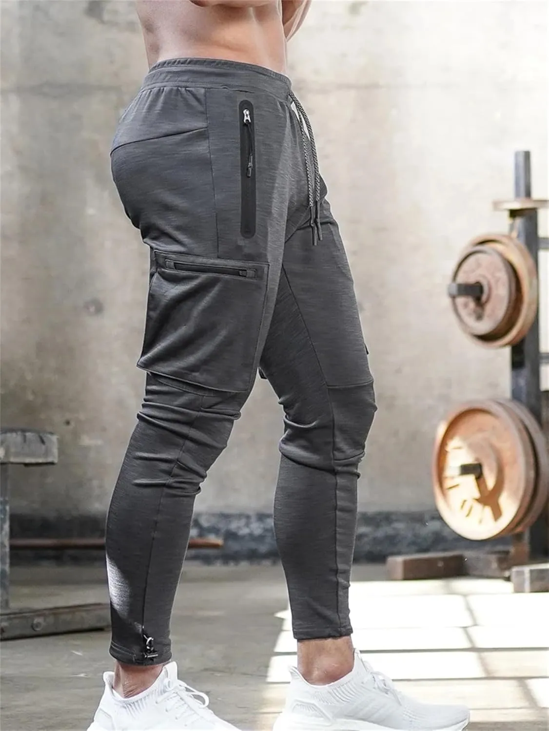 Mens Workout Joggers Pants/Tapered Bodybuilding Gym Cargo Joggers/Athletic Running Cargo Sweatpants
