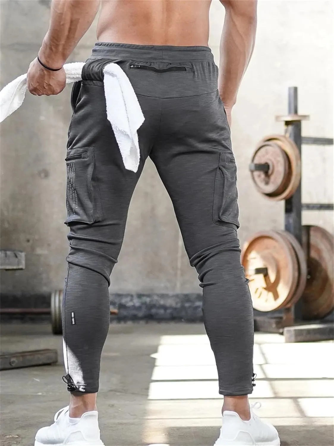 Mens Workout Joggers Pants/Tapered Bodybuilding Gym Cargo Joggers/Athletic Running Cargo Sweatpants