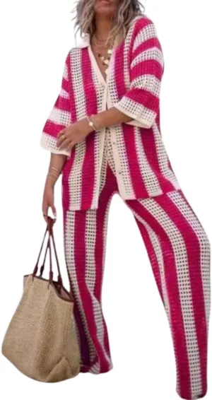 MOLERFO Aesthetic 2 Piece Sets for Women Crochet Sets Two Piece Women Crochet Sweater Vacation Outfits