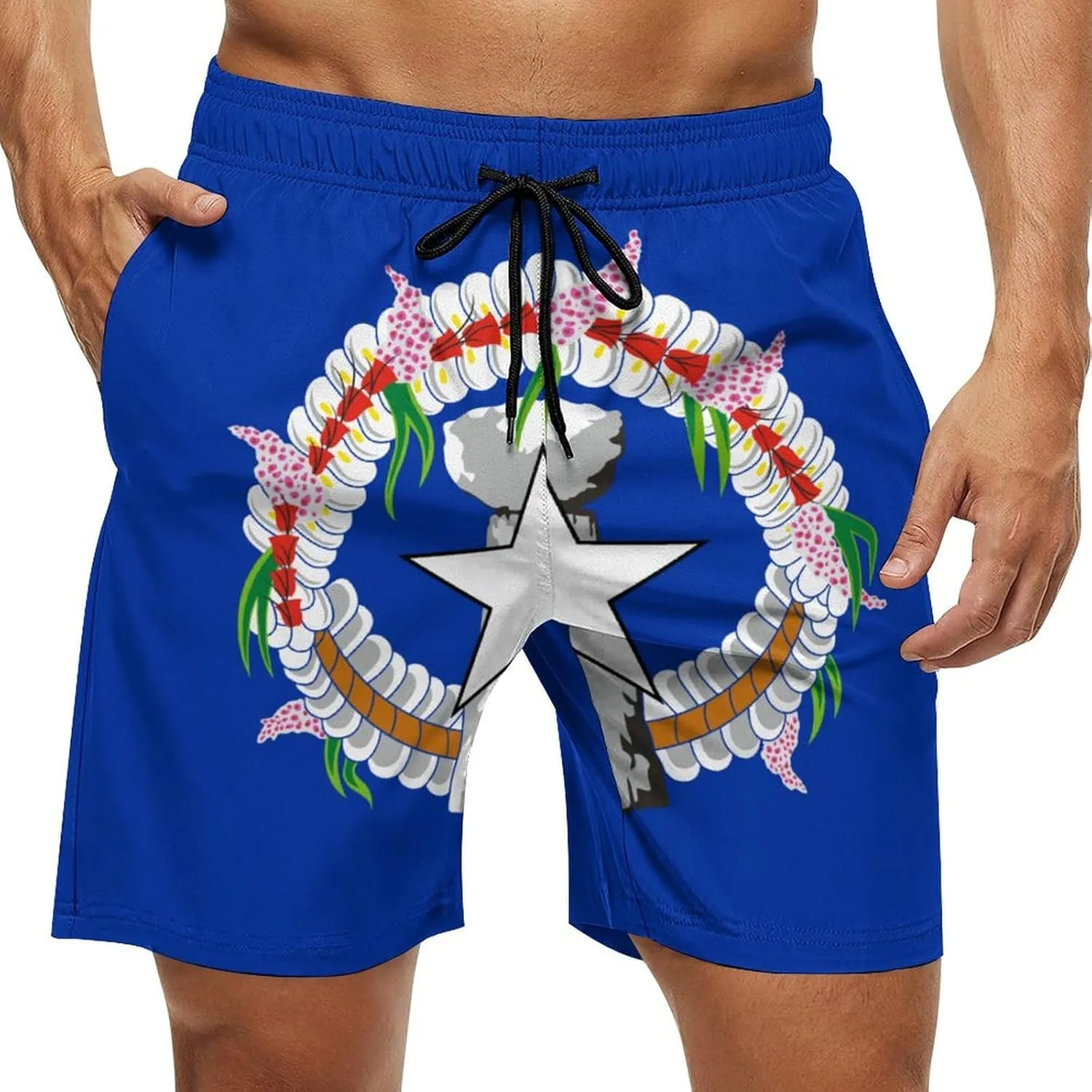 Nicaragua Flag Mens Shorts Casual Classic Fit Drawstring Summer Workout Beach Shorts Quick Dry with Elastic Waist and Pockets