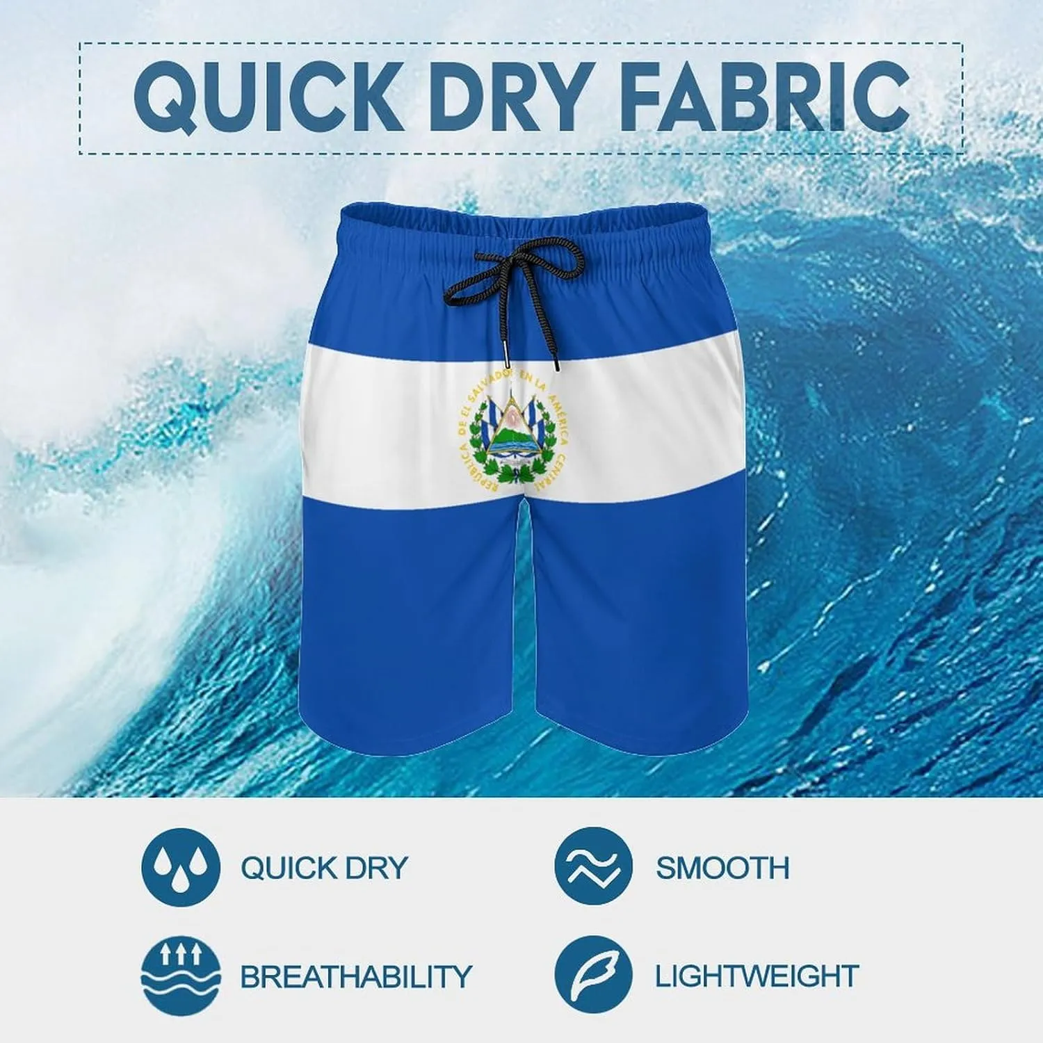 Nicaragua Flag Mens Shorts Casual Classic Fit Drawstring Summer Workout Beach Shorts Quick Dry with Elastic Waist and Pockets