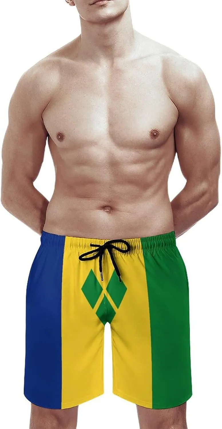 Nicaragua Flag Mens Shorts Casual Classic Fit Drawstring Summer Workout Beach Shorts Quick Dry with Elastic Waist and Pockets