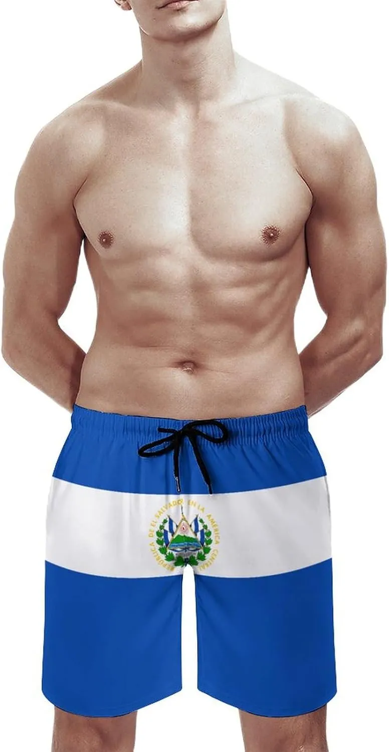 Nicaragua Flag Mens Shorts Casual Classic Fit Drawstring Summer Workout Beach Shorts Quick Dry with Elastic Waist and Pockets
