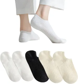 No Show Socks Womens with Non Slip Silicone Cotton Low Cut Socks Women Athletic Ankle Socks 5 Pairs 4-8.5