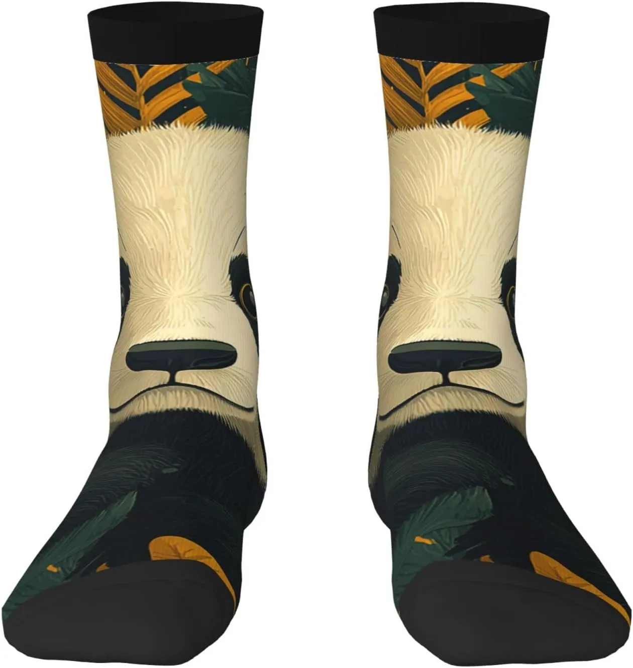 Novelty Crew Socks Fun Fashion Comfortable Crazy Dress Socks - Cartoon Panda Patterns Retro Art