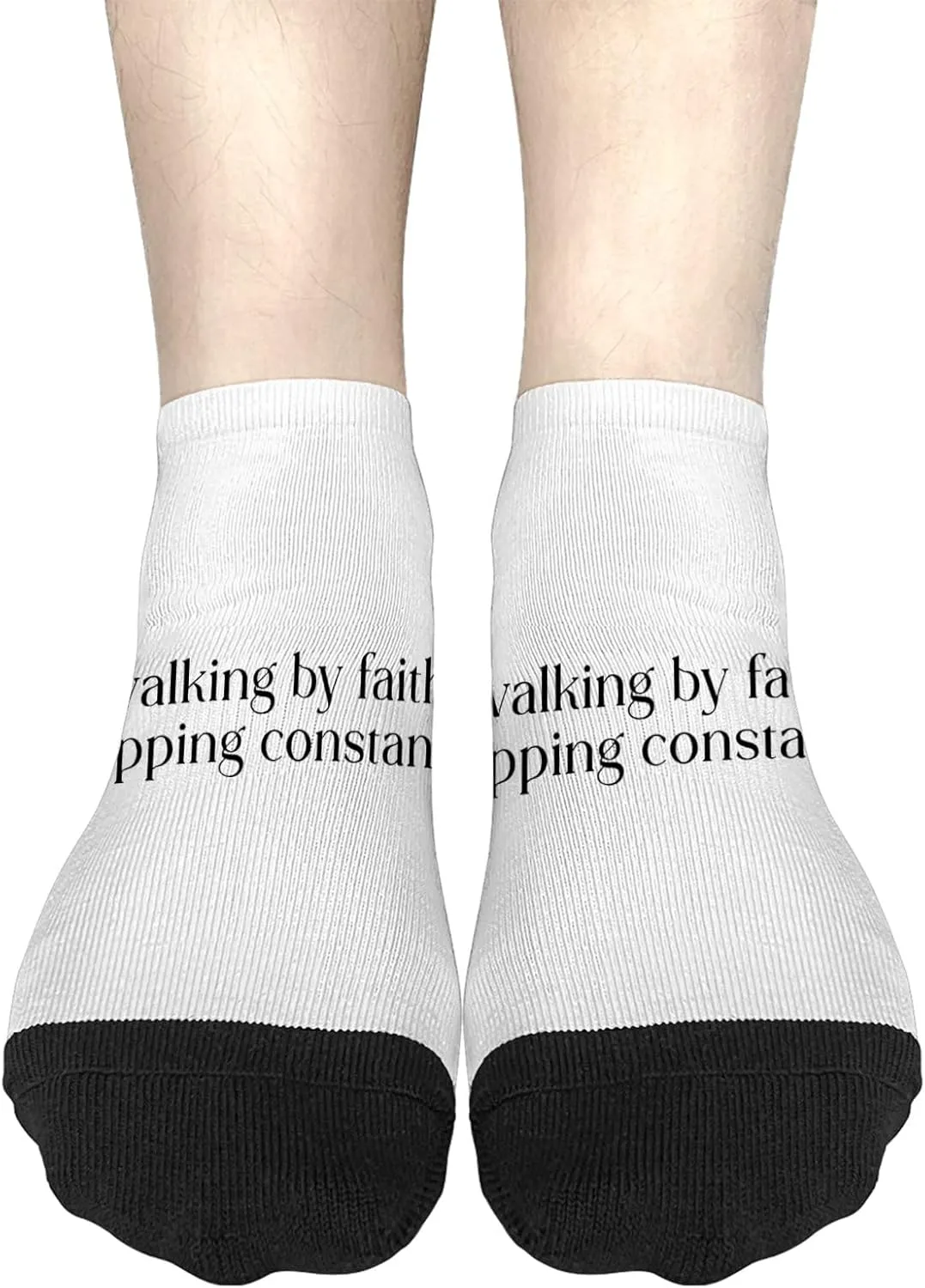 Novelty Sock For Women No Show Socks Men, Walking By Faith Tripping Constantly Christian Bible Quotes Sock, Gag Gifts For Women