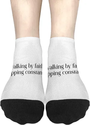 Novelty Sock For Women No Show Socks Men, Walking By Faith Tripping Constantly Christian Bible Quotes Sock, Gag Gifts For Women