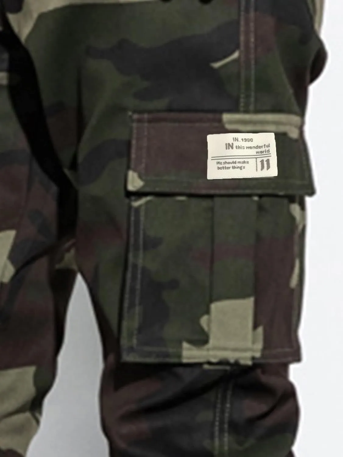 OYOANGLE Men's Camo Casual Joggers Pants Tapered Streetwear Pant Work Hiking Pants with Pockets
