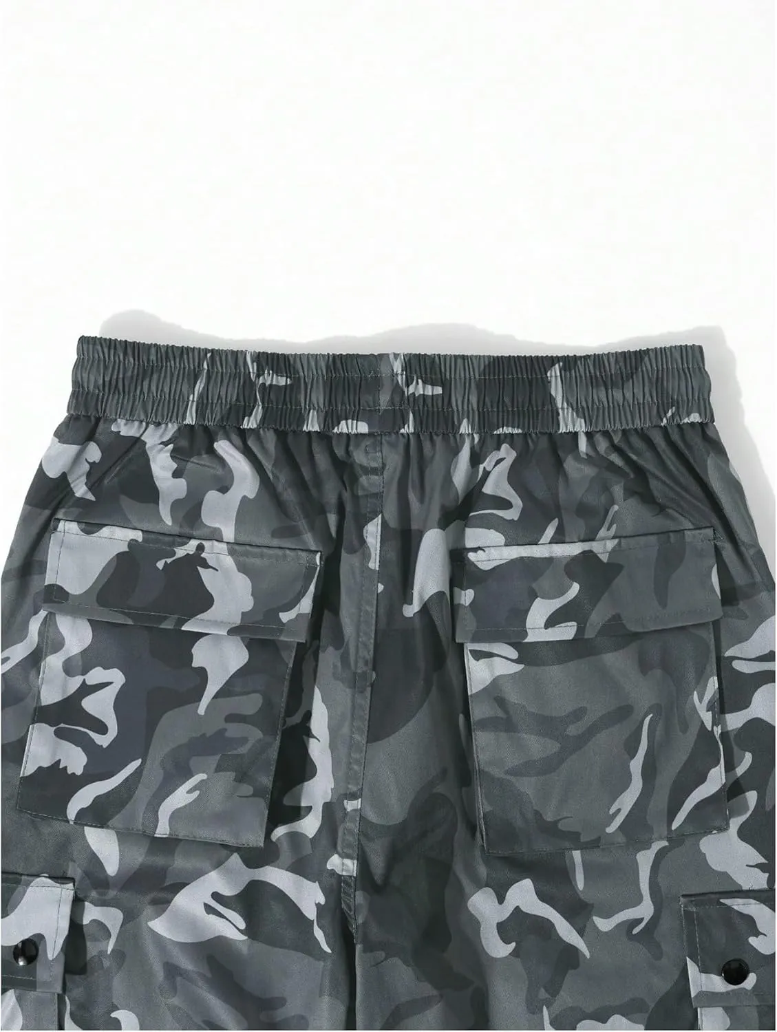OYOANGLE Men's Camo Print Drawstring Waist Casual Baggy Cargo Pants Streetwear with Pocket