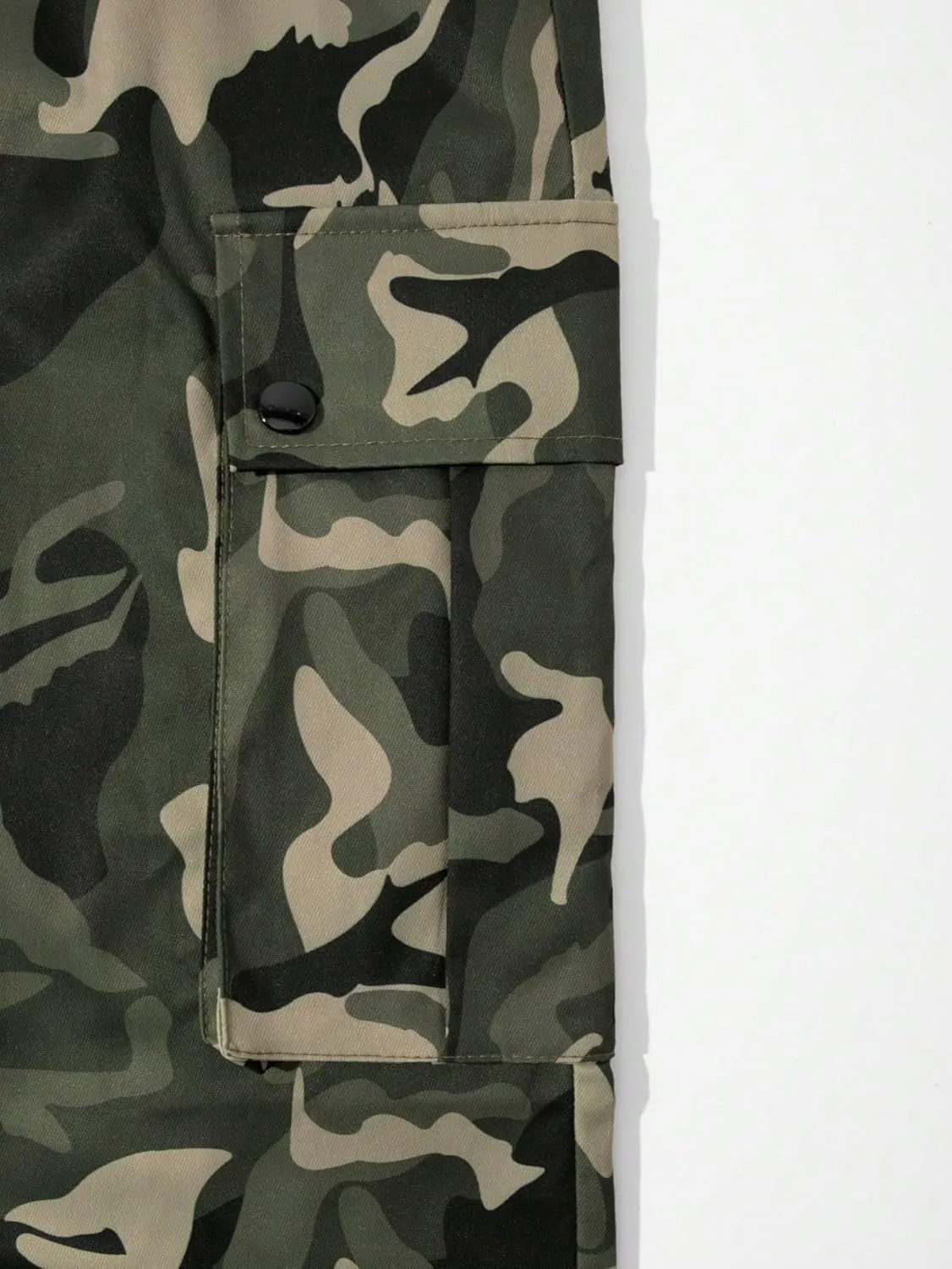 OYOANGLE Men's Camo Print Drawstring Waist Casual Baggy Cargo Pants Streetwear with Pocket