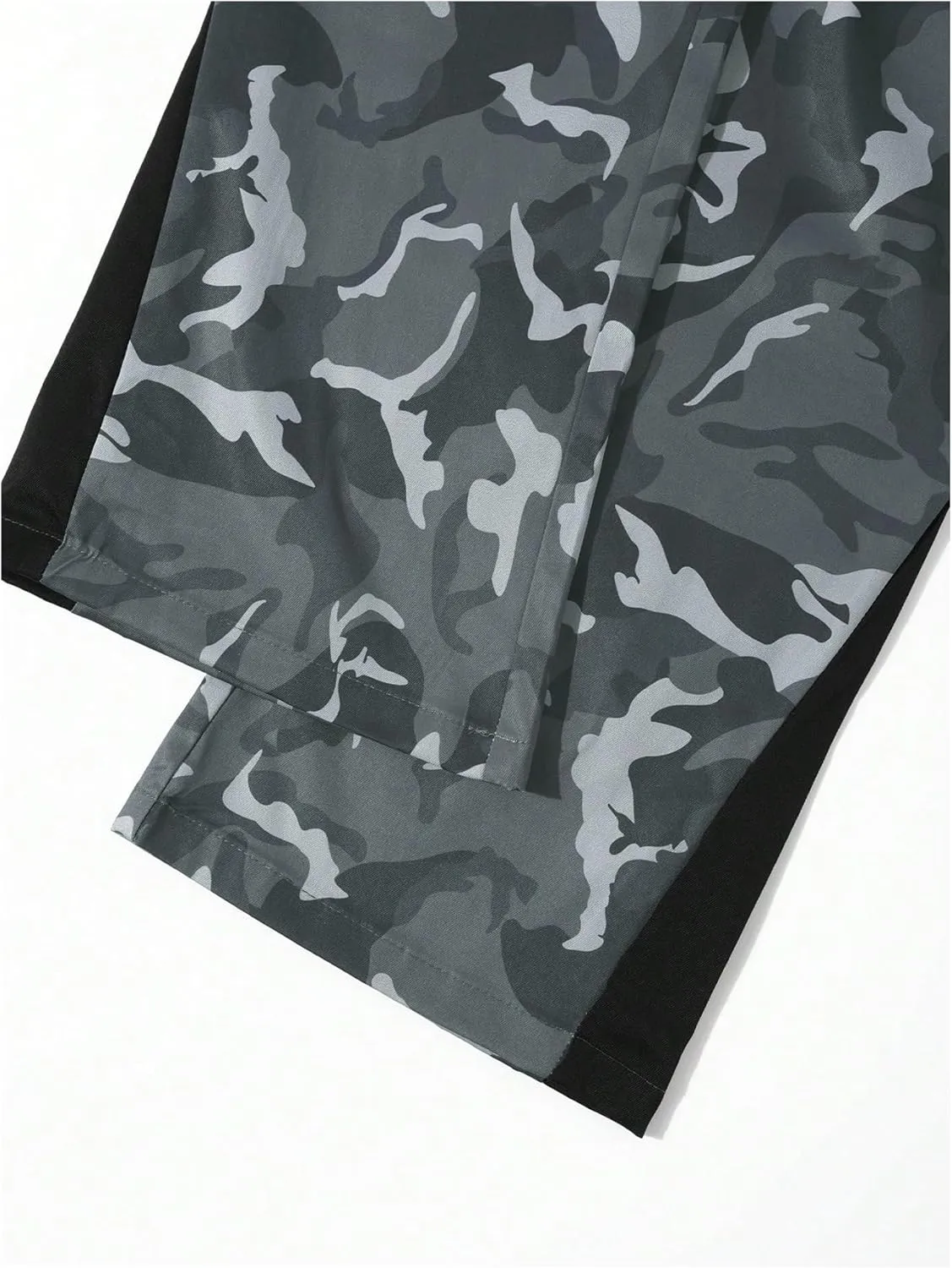 OYOANGLE Men's Camo Print Drawstring Waist Casual Baggy Cargo Pants Streetwear with Pocket