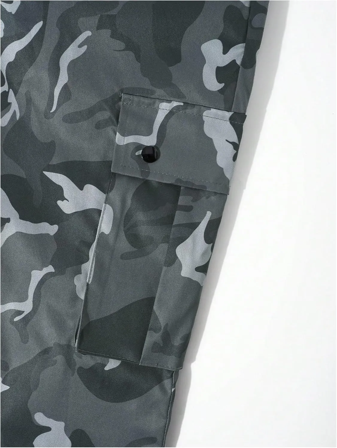 OYOANGLE Men's Camo Print Drawstring Waist Casual Baggy Cargo Pants Streetwear with Pocket