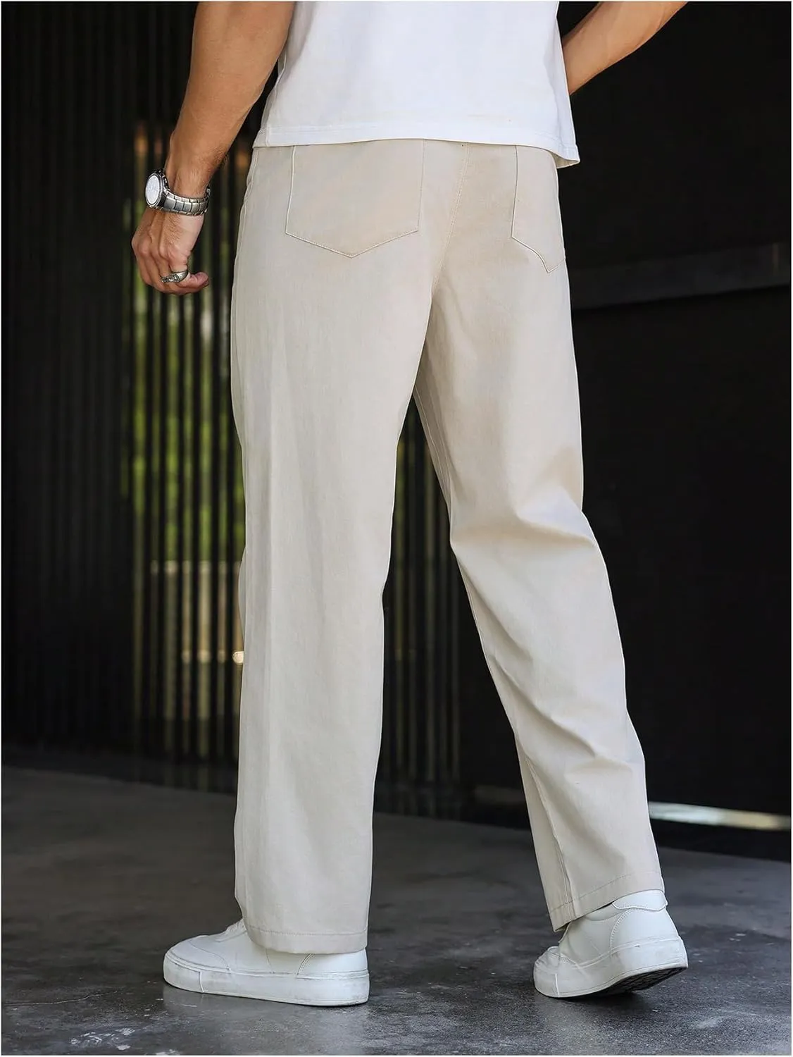 OYOANGLE Men's Straight Leg Pants Casual Flat Front Dress Pants Work Business Casual Slack Trousers