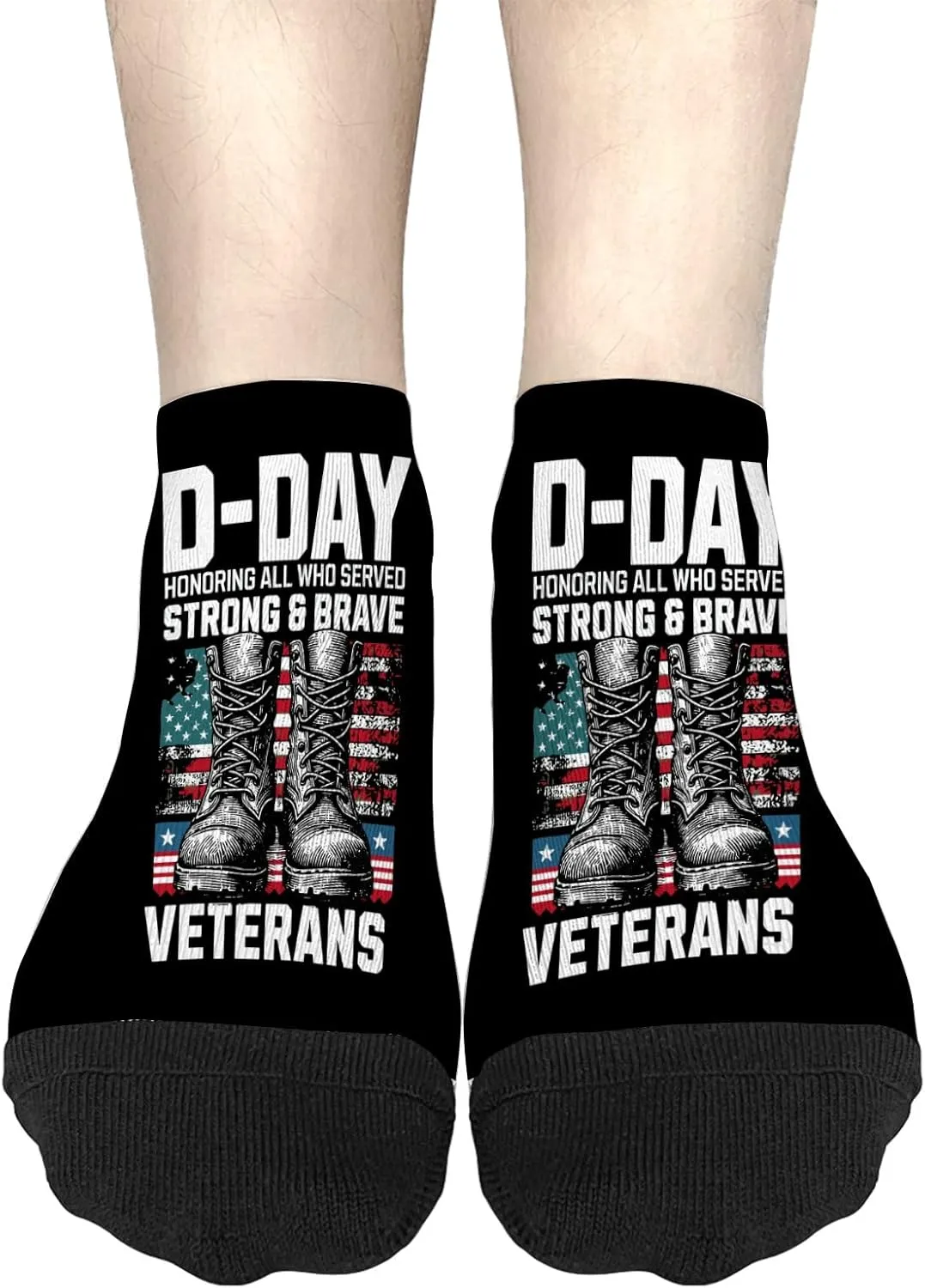 Personalized Sock For Women Womens No Show Socks, D-Day June 6, 1944 81st Anniversary Normandy France Sock, White Elephant Ideas
