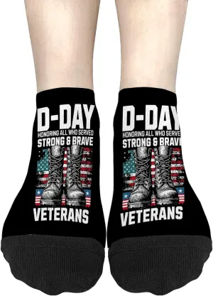 Personalized Sock For Women Womens No Show Socks, D-Day June 6, 1944 81st Anniversary Normandy France Sock, White Elephant Ideas
