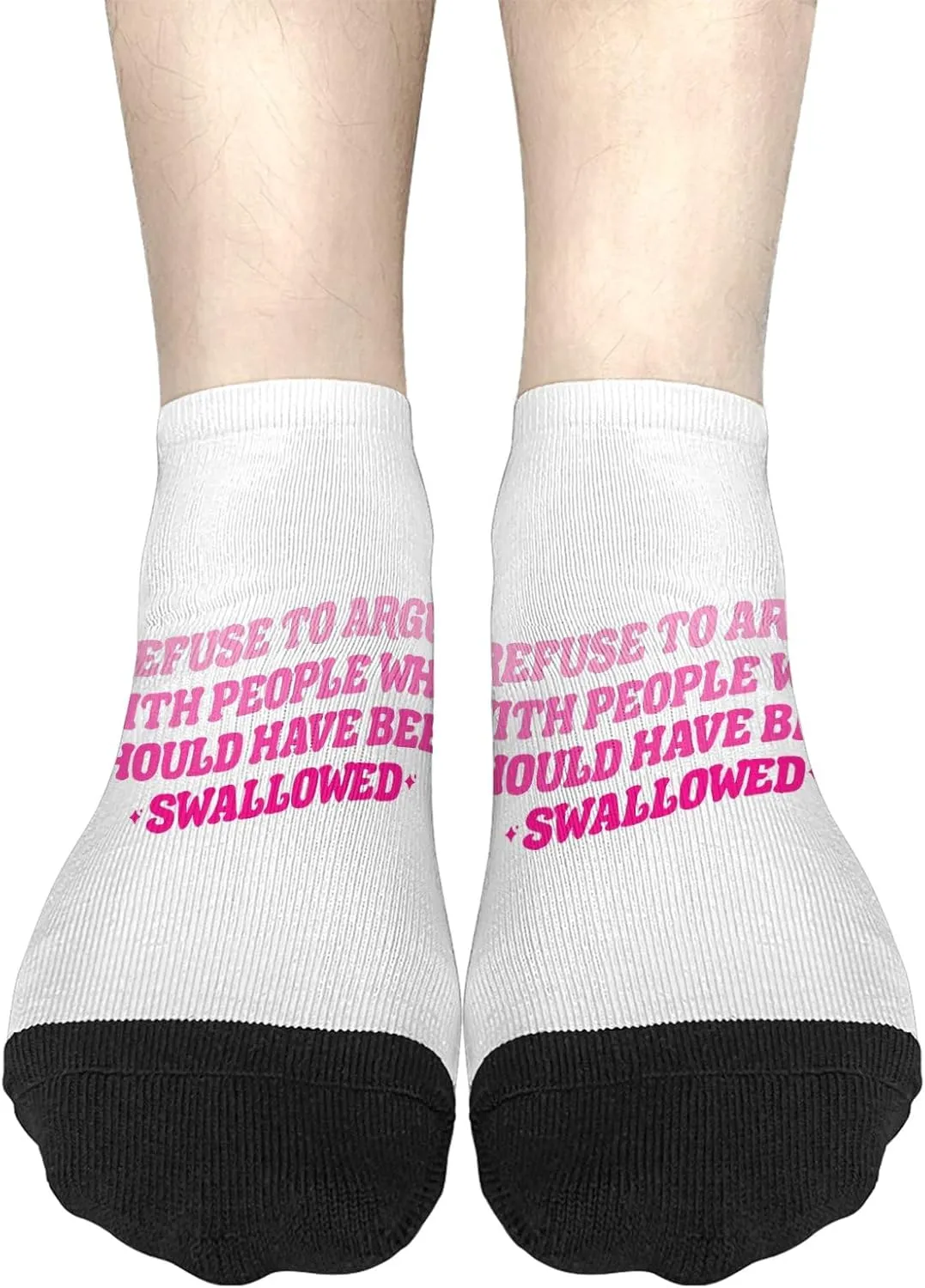 Personalized Sock Womens No Show Socks, I Refuse To Argue With People Who Should Have Been Swallowed Sock, Funny Gifts For Coworkers
