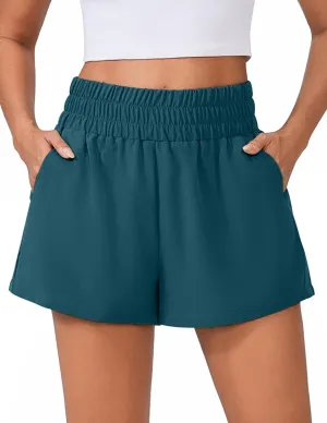 PINSPARK Womens Light Weight Athletic Shorts High Waisted Linerless Active Short Casual Quick Dry Lounge Shorts with Pockets