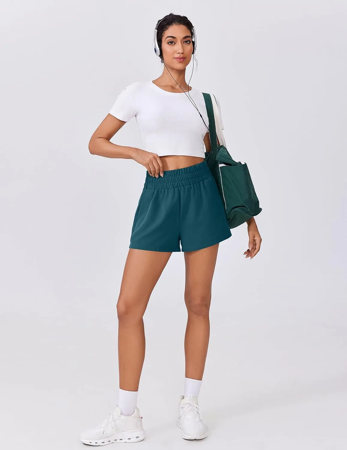 PINSPARK Womens Light Weight Athletic Shorts High Waisted Linerless Active Short Casual Quick Dry Lounge Shorts with Pockets