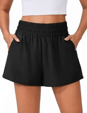 PINSPARK Womens Light Weight Athletic Shorts High Waisted Linerless Active Short Casual Quick Dry Lounge Shorts with Pockets