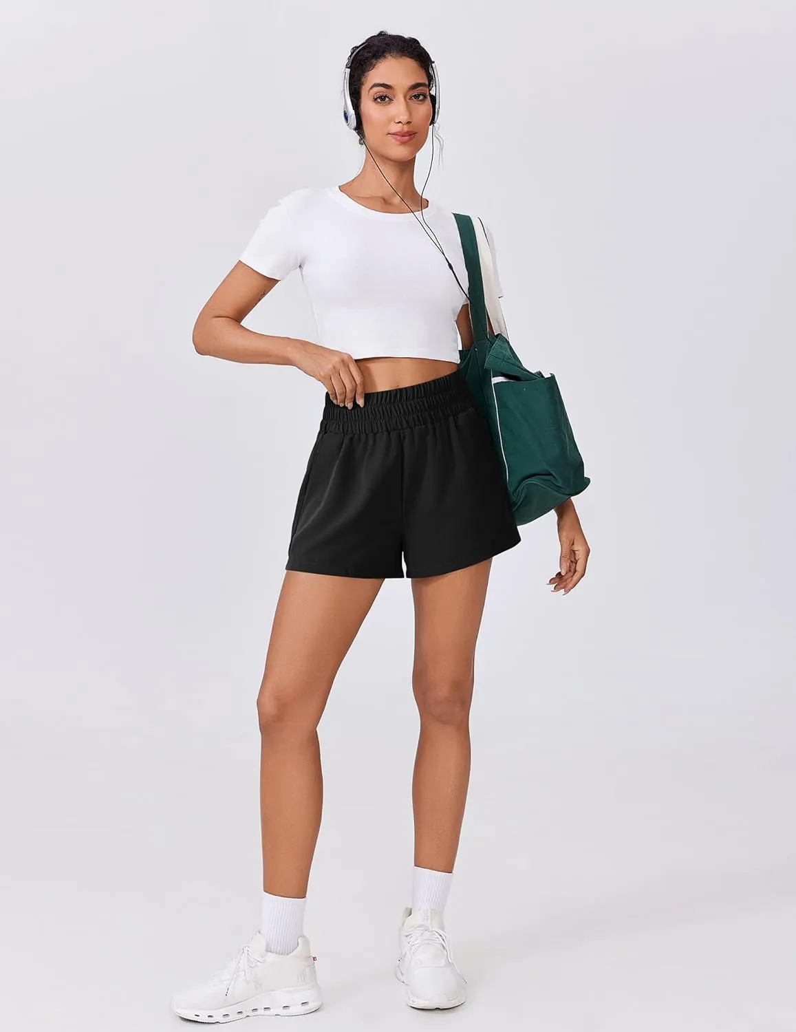 PINSPARK Womens Light Weight Athletic Shorts High Waisted Linerless Active Short Casual Quick Dry Lounge Shorts with Pockets