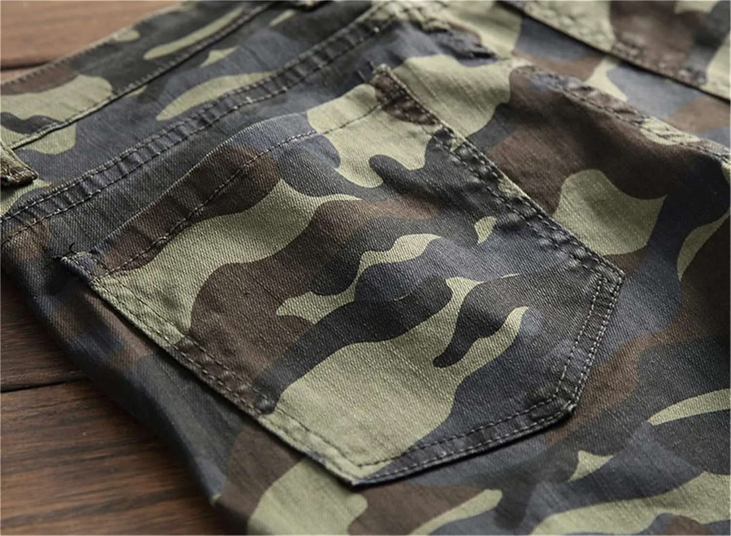 QZH.DUAO Men's Camo Denim Jeans