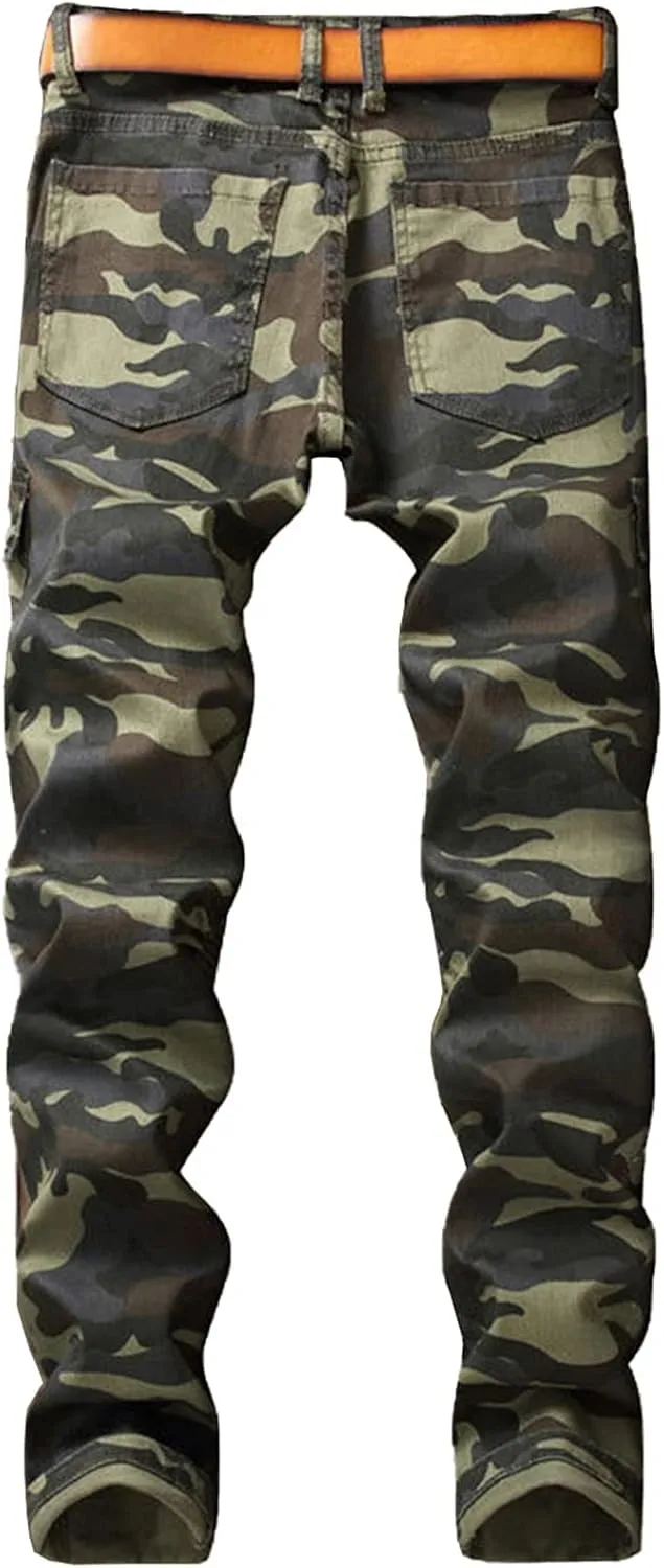 QZH.DUAO Men's Camo Denim Jeans