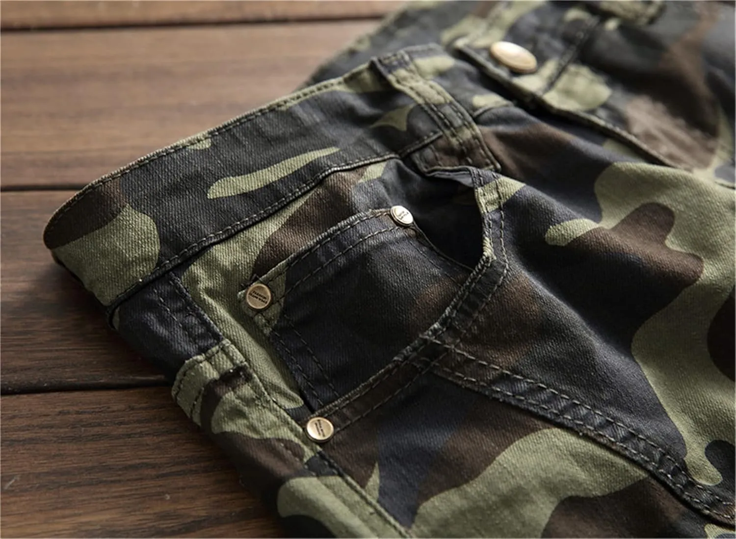 QZH.DUAO Men's Camo Denim Jeans