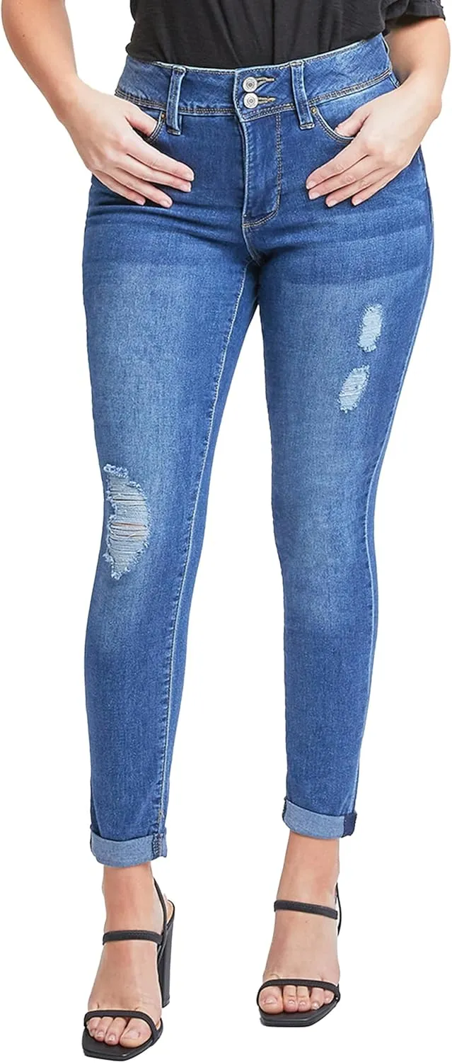 Royalty For Me Womens Women's Essential 2-Button Roll Cuff Ankle Jean,