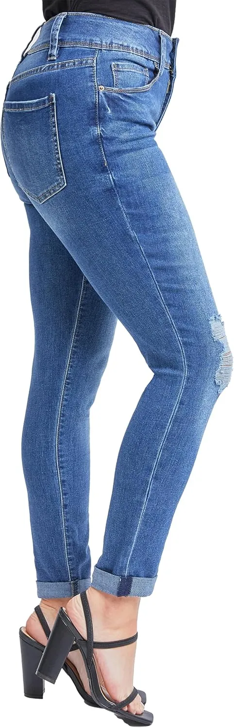 Royalty For Me Womens Women's Essential 2-Button Roll Cuff Ankle Jean,