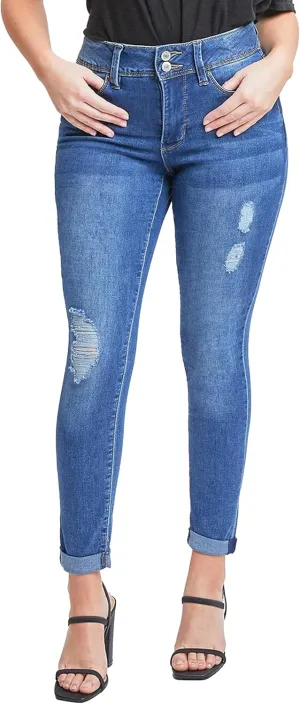 Royalty For Me Womens Women's Essential 2-Button Roll Cuff Ankle Jean,