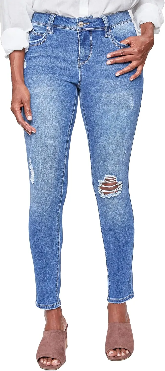 Royalty For Me Womens Women's Wannabettabutt Mid-Rise Regular Hem Skinny Sustainable JeanPants