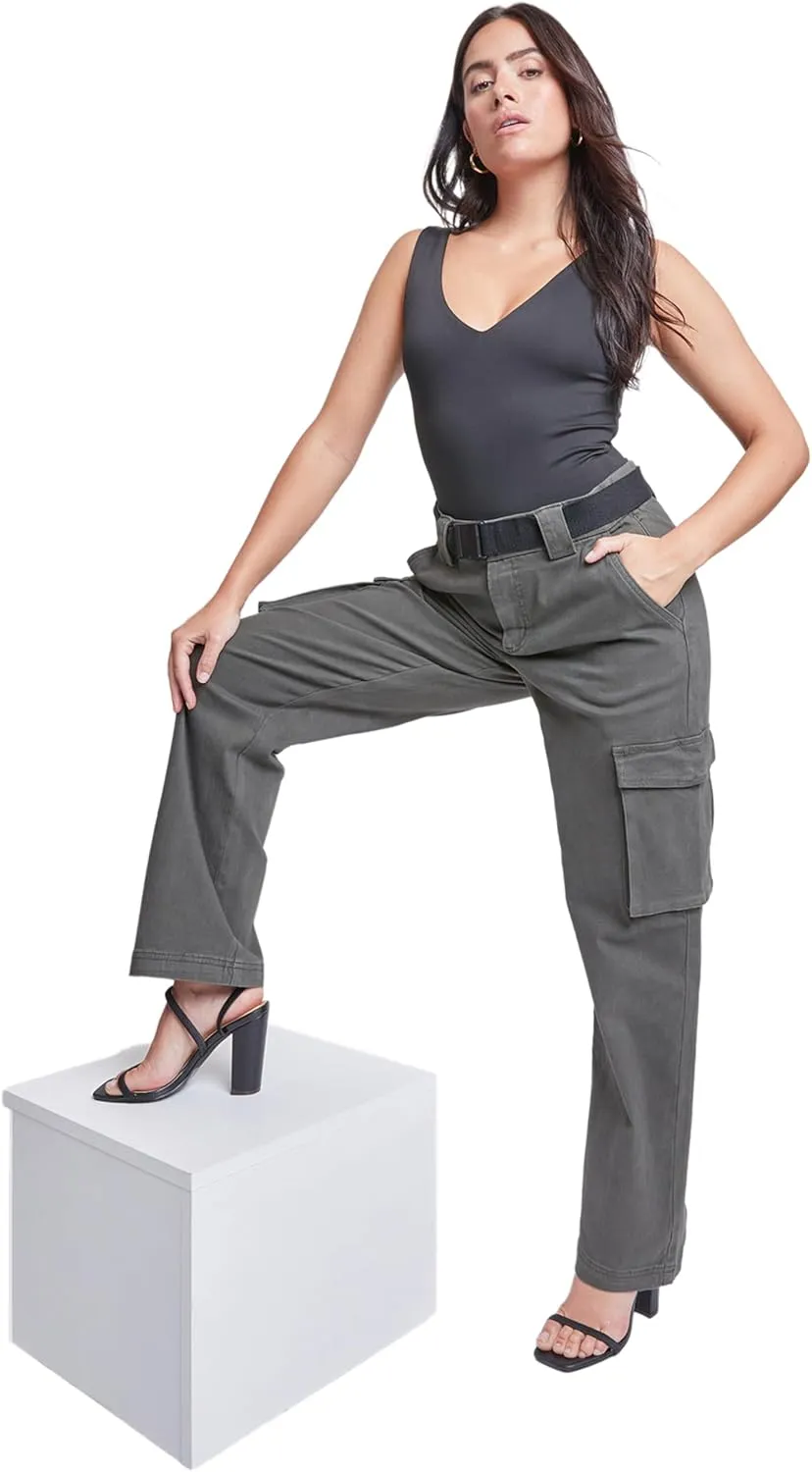 Royalty For Me Womens YMI Jeans Womens High Rise Belted Cargo Pants