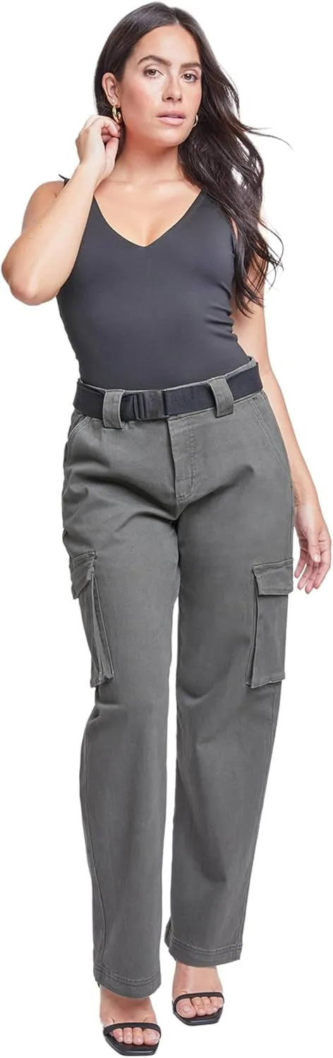 Royalty For Me Womens YMI Jeans Womens High Rise Belted Cargo Pants