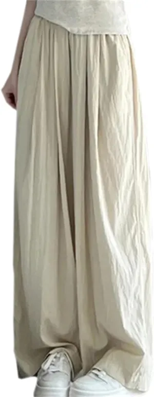 SANGTREE Women's Wide Leg Pants Elastic High Waist Straight Casual Trousers