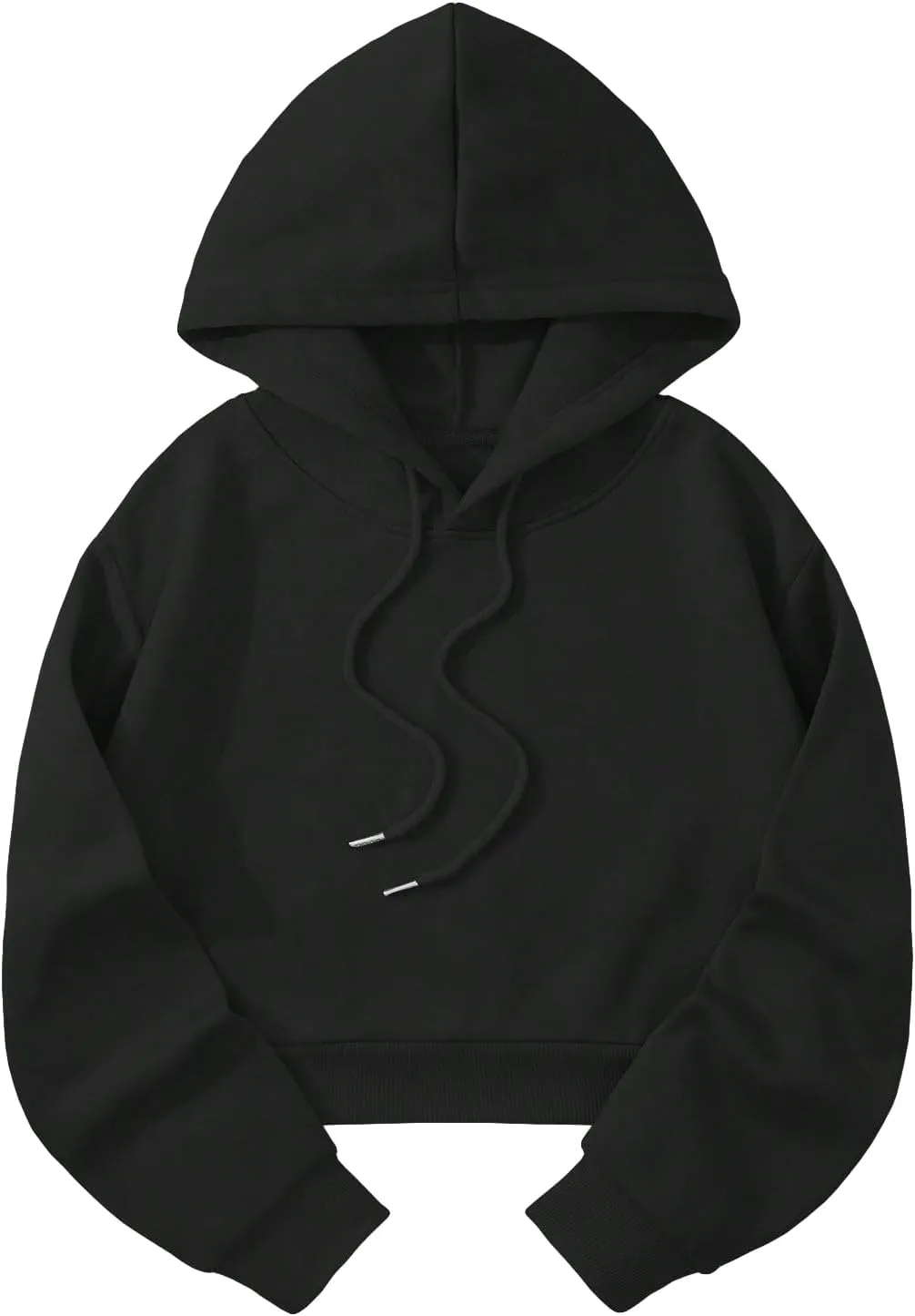SHENHE Women's Cropped Sweatshirt Long Sleeves Drawstring Pullover Simple Crop Hoodie